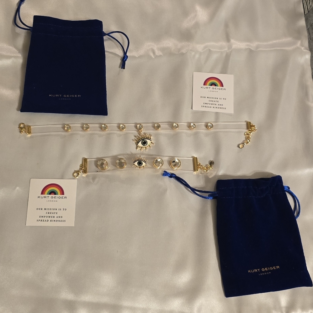 Kurt Geiger Gold and Clear Woman Necklace & Bracelet Set